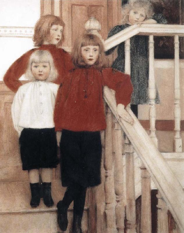 Fernand Khnopff Portrait of the Children of Louis Neve Sweden oil painting art